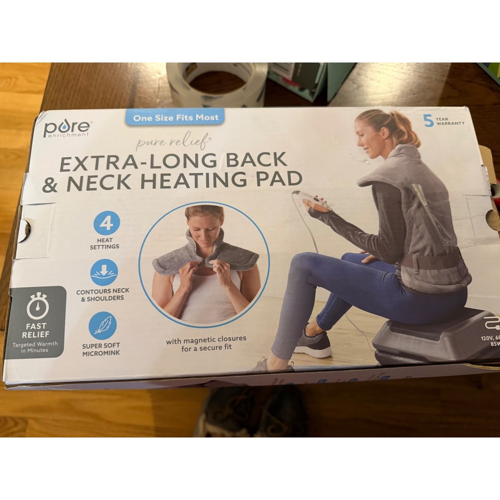 Pure Enrichment PureRelief Extra-Long Back & Neck Heating Pad NIB 24" x 29"